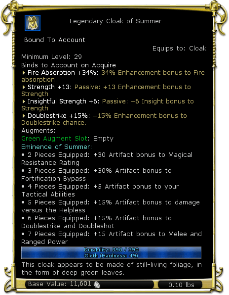 Item:Legendary Cloak of Summer - DDO wiki