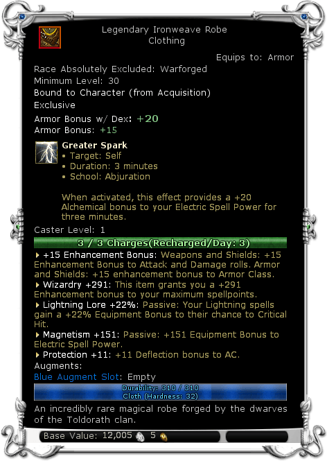 Ironweave Robe Item:Legendary Ironweave Robe - DDO wiki