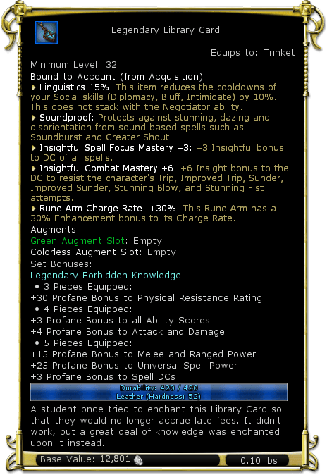 Item:Legendary Library Card - DDO wiki