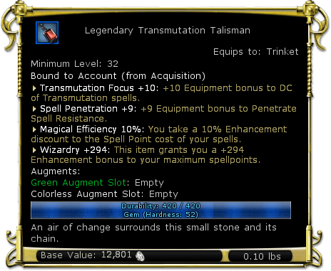 Item:Legendary Transmutation Talisman - DDO wiki