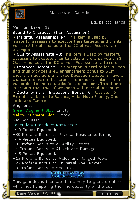 Item:Masterwork Gauntlet - DDO wiki