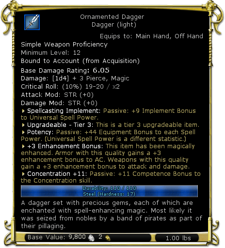 Item:Ornamented Dagger (legacy) (level 12) - DDO wiki