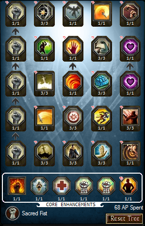 Sacred Fist enhancements tree