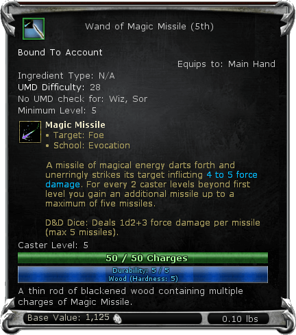 Item:Wand of Magic Missile (5th) - DDO wiki