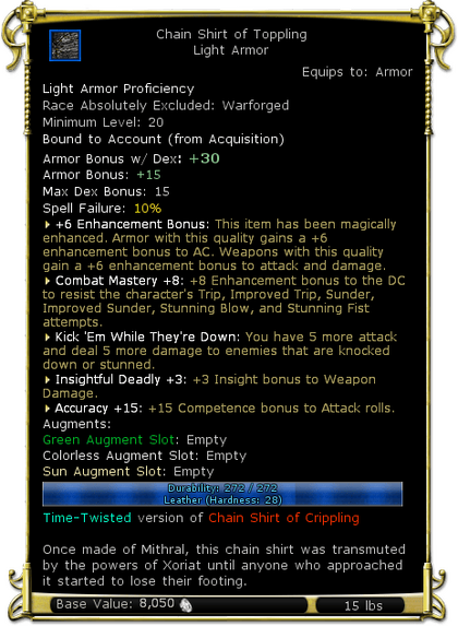 I:Chain Shirt of Toppling (level 20) - DDO wiki