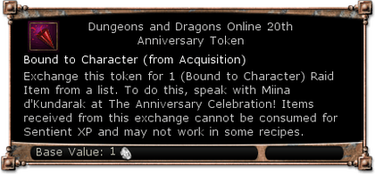 Item:Dungeons and Dragons Online 20th Anniversary Token - DDO wiki