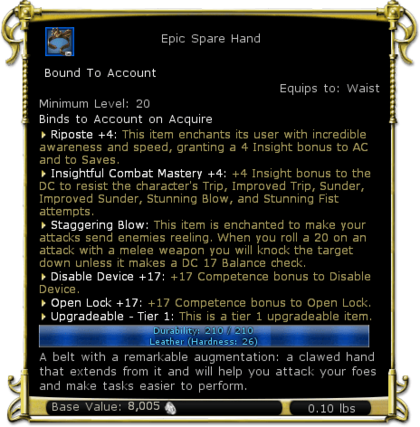 Item:Epic Spare Hand - DDO wiki