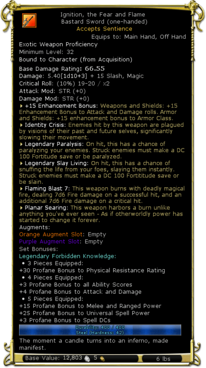 Item:Ignition, the Fear and Flame - DDO wiki
