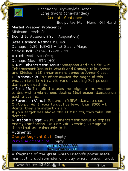 Item:Legendary Drysvayla's Razor - DDO wiki