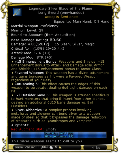 Item:Legendary Silver Blade of the Flame - DDO wiki