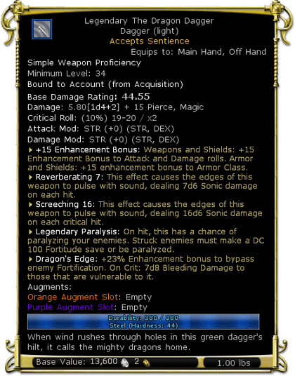 Item:Legendary The Dragon Dagger - DDO wiki