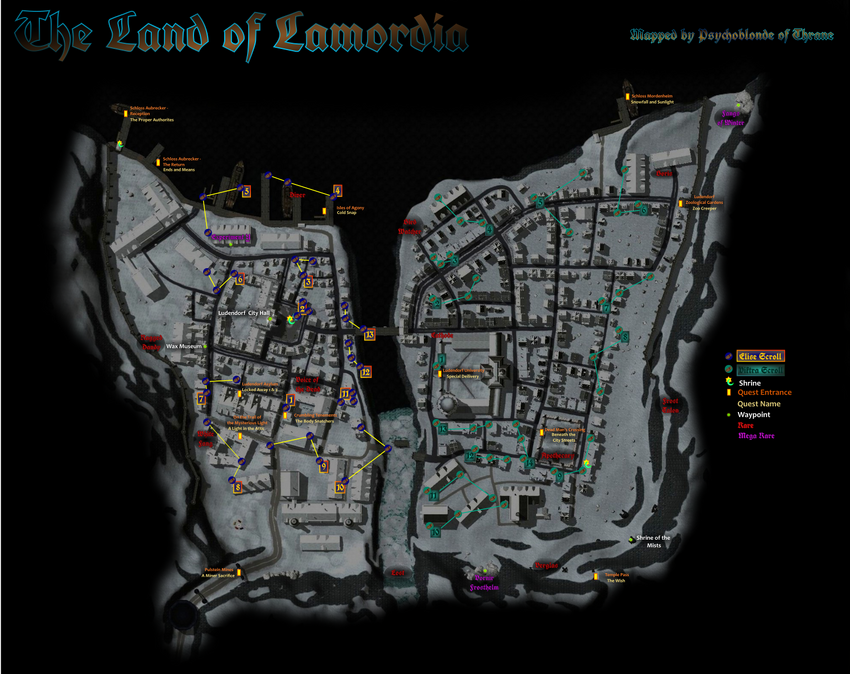 Map of Land of Lamordia - DDO wiki