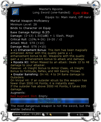 Item:Master's Riposte (level 28) - DDO wiki