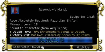 Item:Razorclaw's Mantle - DDO wiki