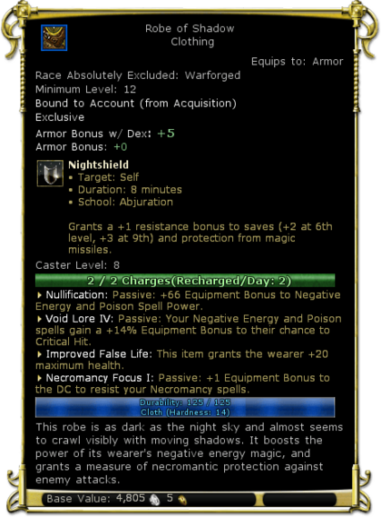 Item:Robe of Shadow (level 12) - DDO wiki