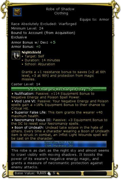 Item:Robe of Shadow (level 24) - DDO wiki