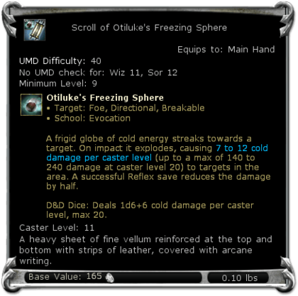 Item:Scroll of Otiluke's Freezing Sphere - DDO wiki