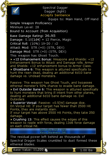 Item:Spectral Dagger (level 28) - DDO wiki